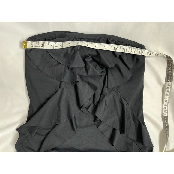 Michael Kors Mio One Piece Flutter Front Bandeau Swimsuit Women's 8 Black Ruffle - Picture 6 of 10